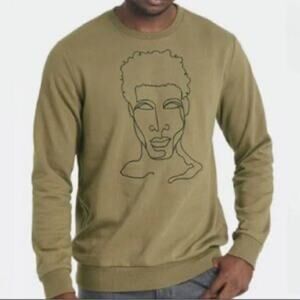Well Worn Olive Green Graphic Men's Crewneck Sweatshirt size XL